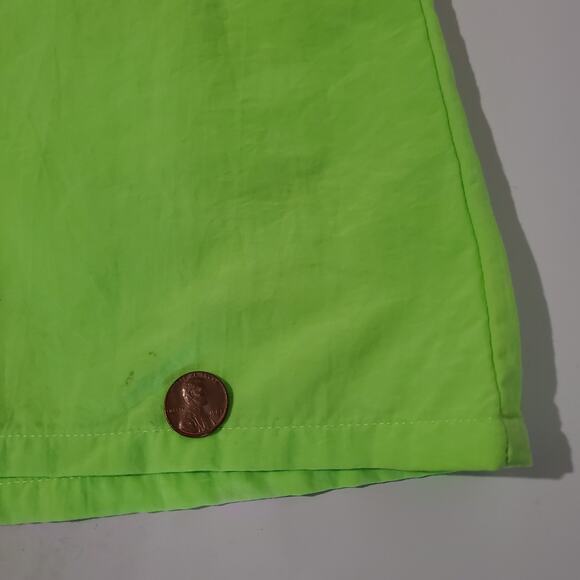 Shell Shock Vtg 90s Neon Green Nylon Tank Top Womens Size L Rave Hawaiian Gym - Picture 7 of 10